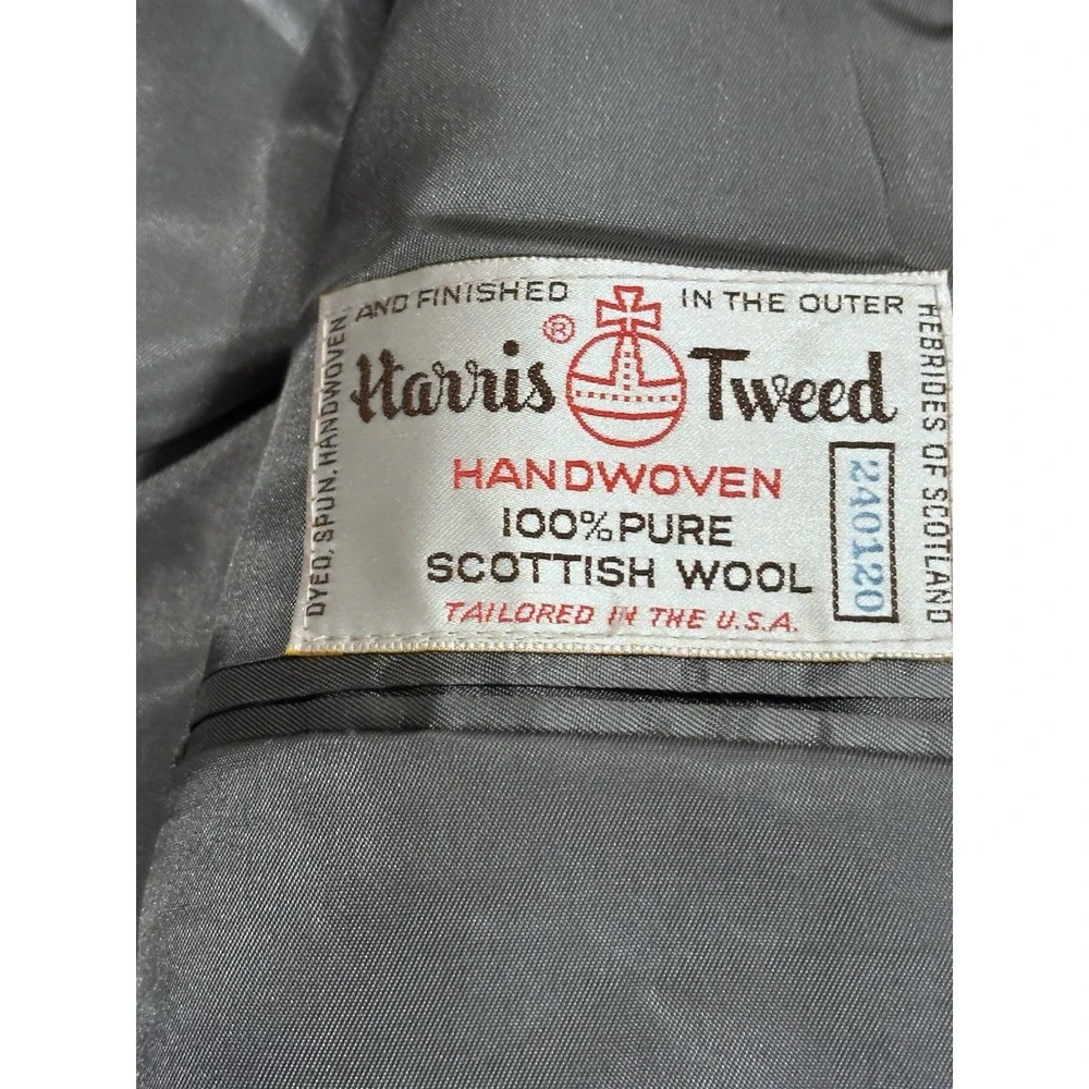 Vintage Harris Tweed Sport Coat Mens Grey, Blue/Red Color Fleck Wool Jacket XL‎